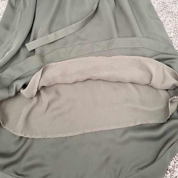 H&M Olive Green Long Sleeve Belted Shirt Dress Size 10 - Picture 9 of 11